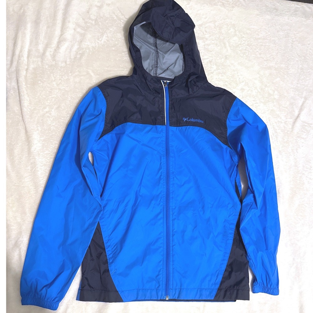 Columbia Kids‎ Windbreaker Jacket Youth Size L (14/16) Blue Navy Hooded Full Zip